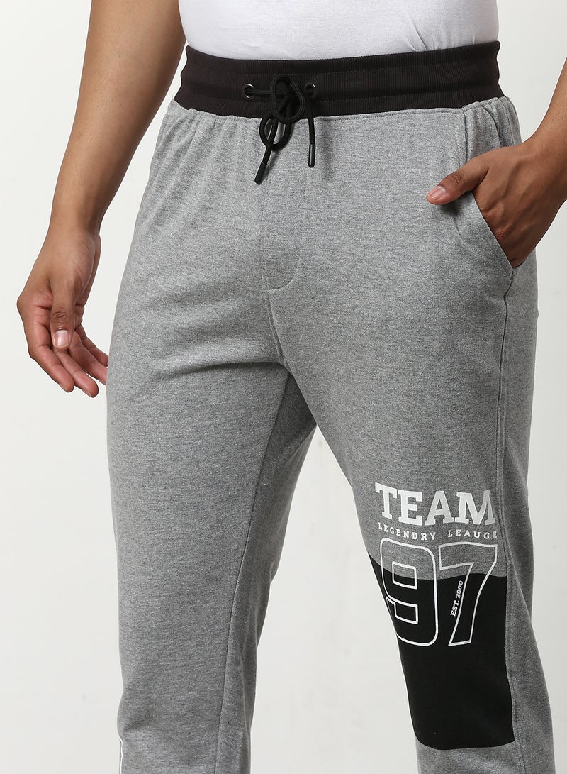 Regular Fit Joggers Grey Melange/White