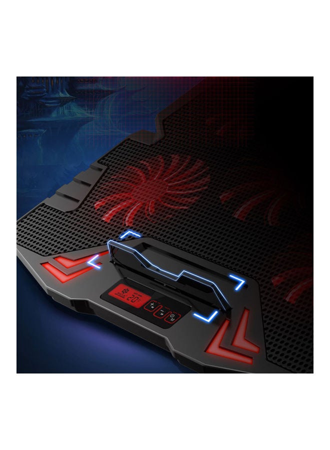 5 Fans Laptop Cooler With LCD Controller Red