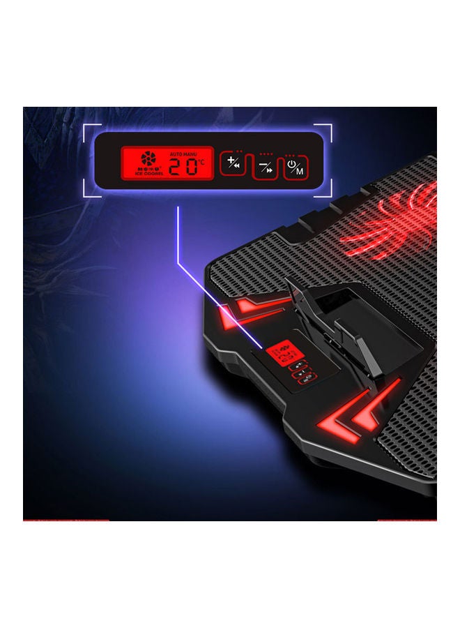 5 Fans Laptop Cooler With LCD Controller Red