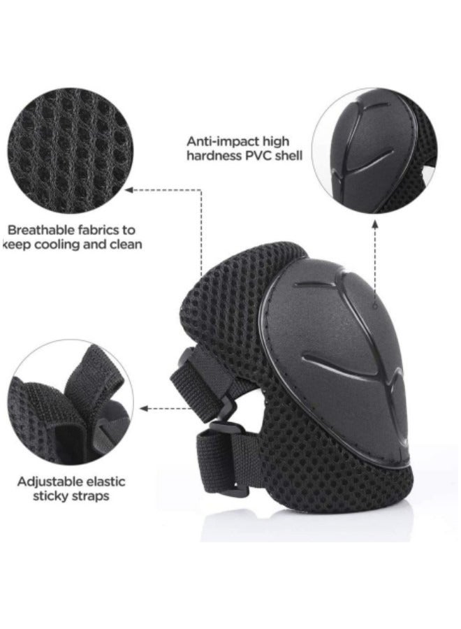 Roller Skating Protective Gear Children's Helmet Set of Riding Elbow Wristband Skateboard Skates Balance Bike Helmet Knee Pads Black