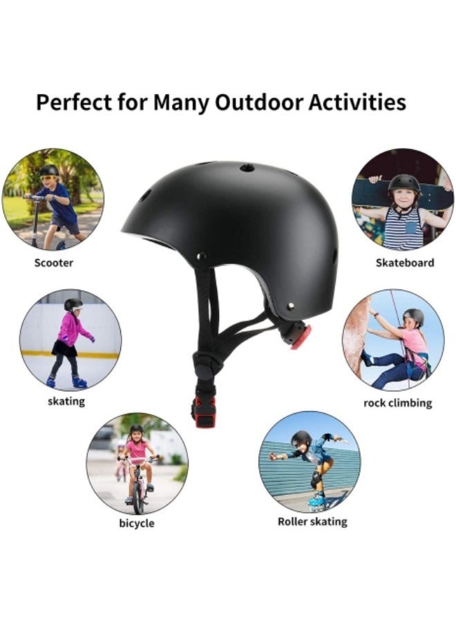 Roller Skating Protective Gear Children's Helmet Set of Riding Elbow Wristband Skateboard Skates Balance Bike Helmet Knee Pads Black