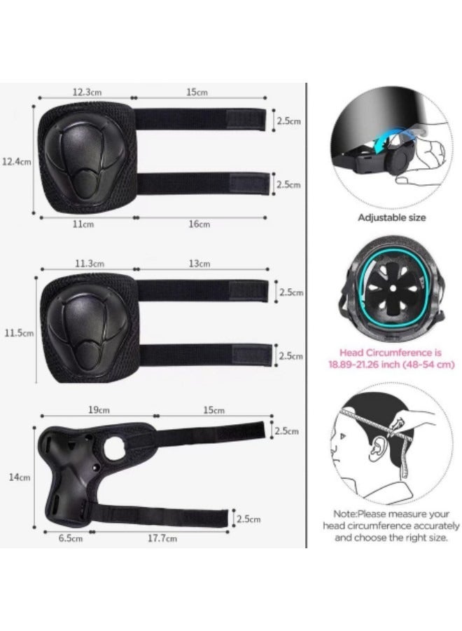 Roller Skating Protective Gear Children's Helmet Set of Riding Elbow Wristband Skateboard Skates Balance Bike Helmet Knee Pads Black