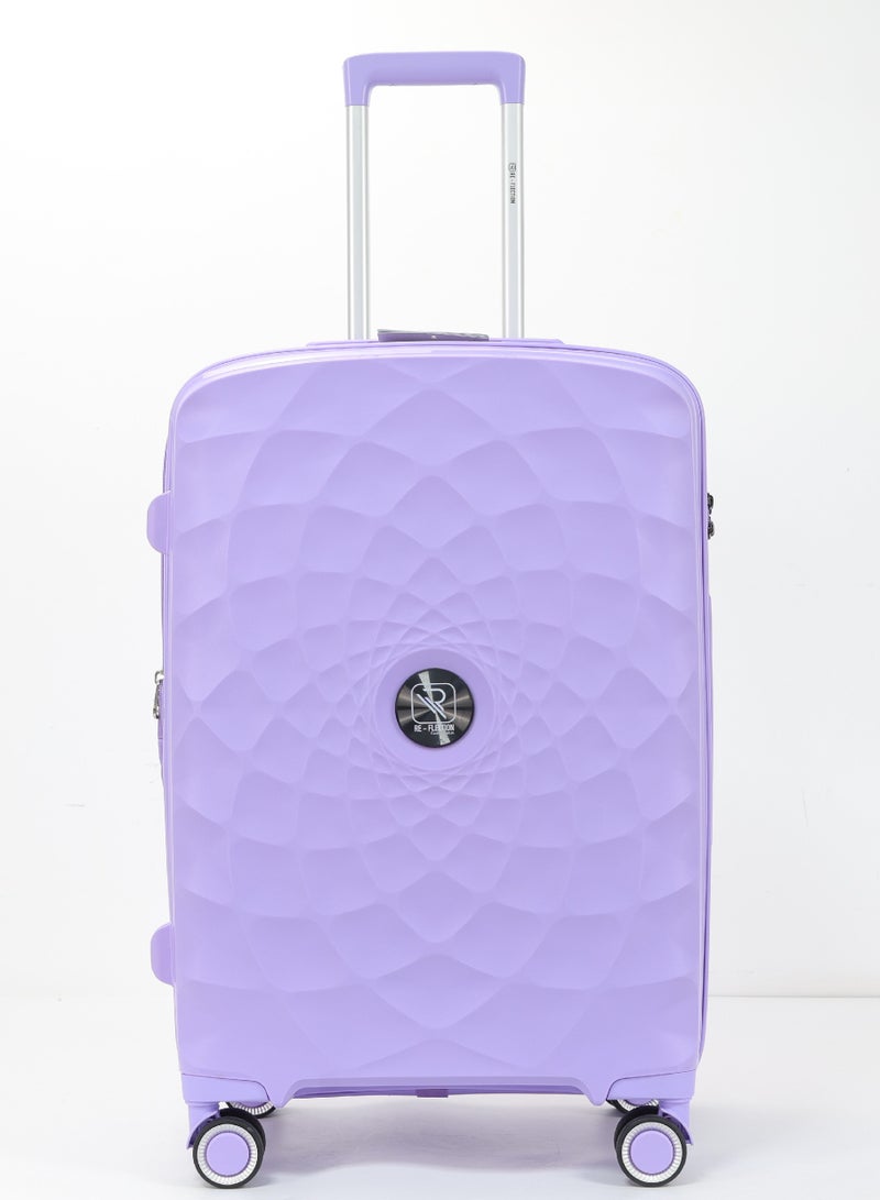 Paris 24 Inch Lilac Suitcase Luggage Trolley Bag  with Durable and Lightweight PP Hardshell 3 Level Telescopic Handle 4 Quiet 360° Wheels and TSA Lock