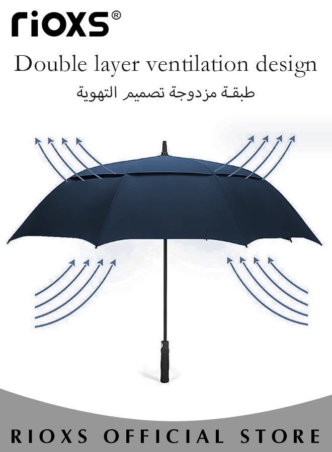 Extra Large Size Automatic Open Double Layer Golf Umbrellas Waterproof Windproof  Sun Rain Protection Umbrella with Comfortable Handle