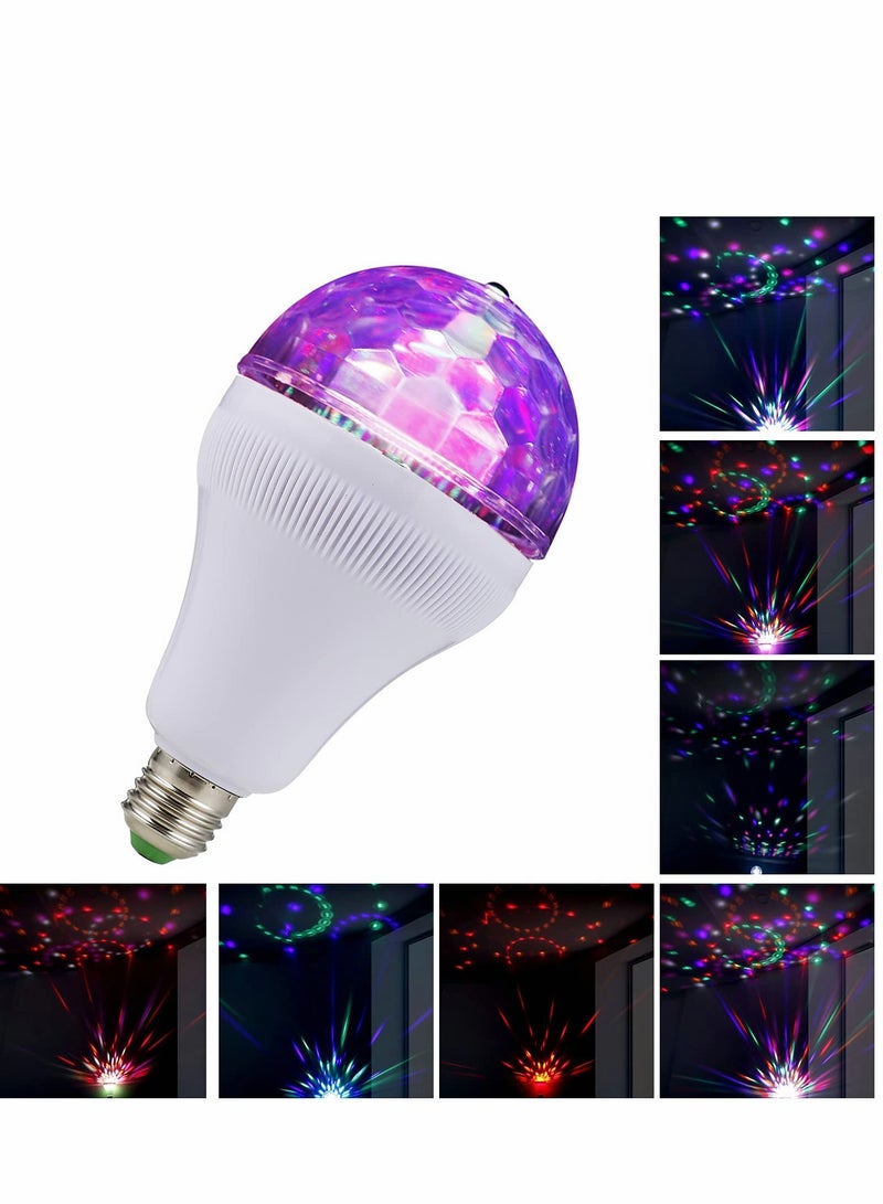 E27 Disco Light Bulb Rotating LED Party Bulb Strobe Light for Parties 6W RGB Multi Crystal Disco Ball Light Strobe Bulb Decor for Birthday