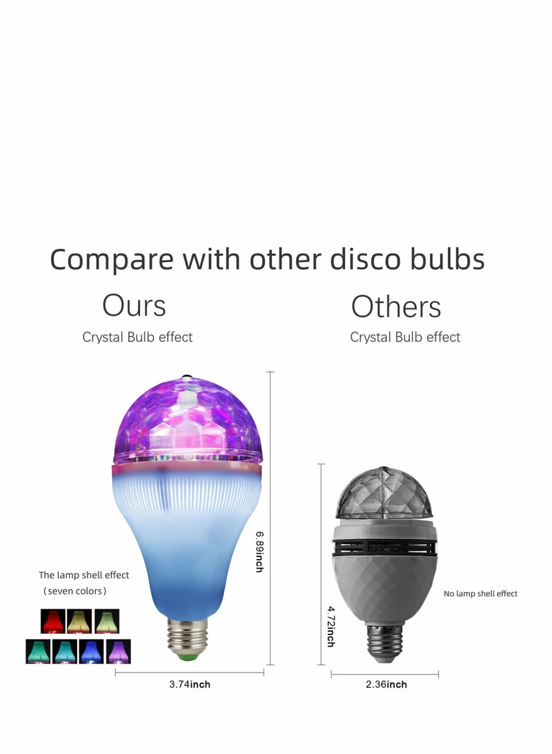 E27 Disco Light Bulb Rotating LED Party Bulb Strobe Light for Parties 6W RGB Multi Crystal Disco Ball Light Strobe Bulb Decor for Birthday