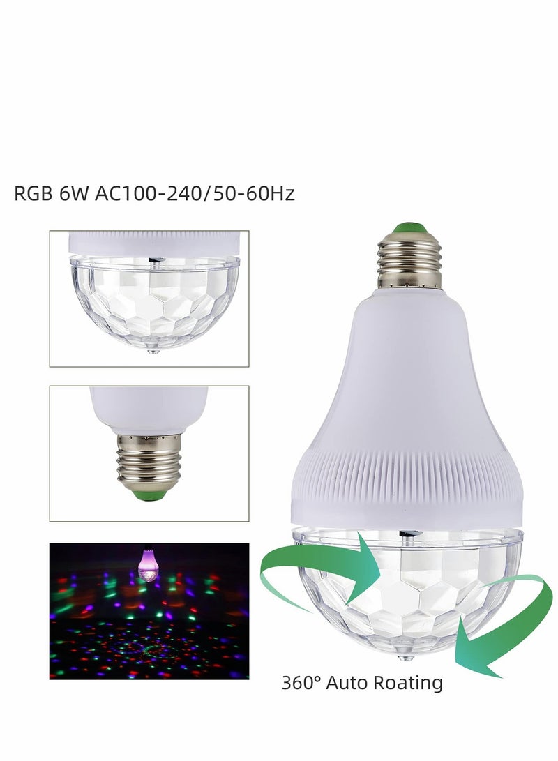 E27 Disco Light Bulb Rotating LED Party Bulb Strobe Light for Parties 6W RGB Multi Crystal Disco Ball Light Strobe Bulb Decor for Birthday