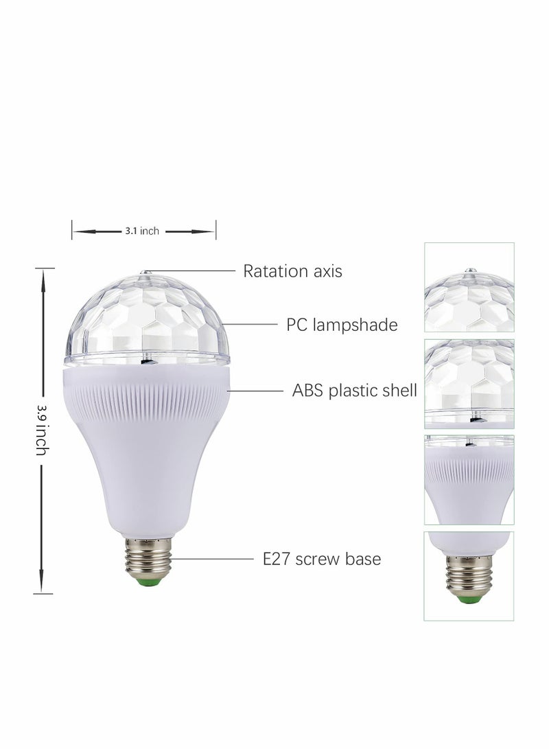 E27 Disco Light Bulb Rotating LED Party Bulb Strobe Light for Parties 6W RGB Multi Crystal Disco Ball Light Strobe Bulb Decor for Birthday