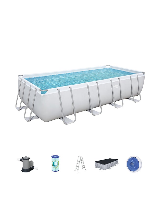 Power Steel Rectangular Above Ground Pool Set - 1 Pool, 1 Filter Pump (Compatible With Type Iii Cartridge), 1 Safety Ladder, 1 Pool Cover, 1 Chemconnect Dispenser 5.49x2.74x1.22meter 5.49x2.74x1.22meter