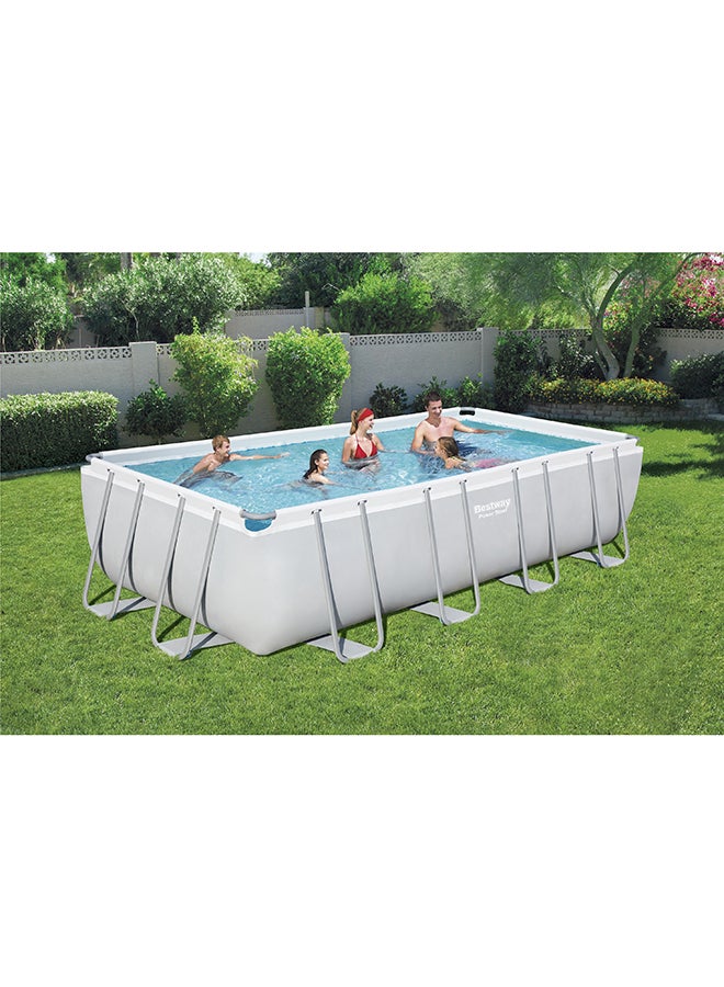 Power Steel Rectangular Above Ground Pool Set - 1 Pool, 1 Filter Pump (Compatible With Type Iii Cartridge), 1 Safety Ladder, 1 Pool Cover, 1 Chemconnect Dispenser 5.49x2.74x1.22meter 5.49x2.74x1.22meter