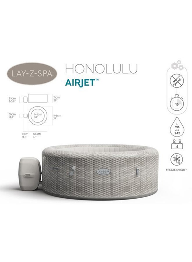 Lay-Z-Spa Honolulu Airjet - 1 Spa, 1 Pool Cover, 1 Spa Pump, 1 Chemconnect Dispenser, Filter Cartridge (Vi), Repair Kit, Airjet System 34.5kg 34.5kg