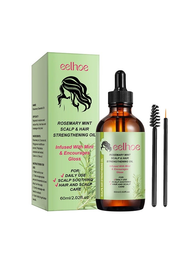 Rosemary Mint Scalp & Hairstrengthening Oil,Hair Care Essential Oil Wash Free,Thrive Growth Hair Oil 60ml