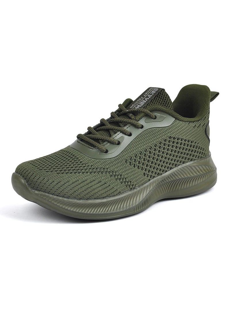 SKYVIEW Children's Sports Shoes Boys And Girls Knitted Mesh Sports Shoes Kid Breathable Lightweight Running Shoes Children's Fashionable Sports And Leisure Shoes Green