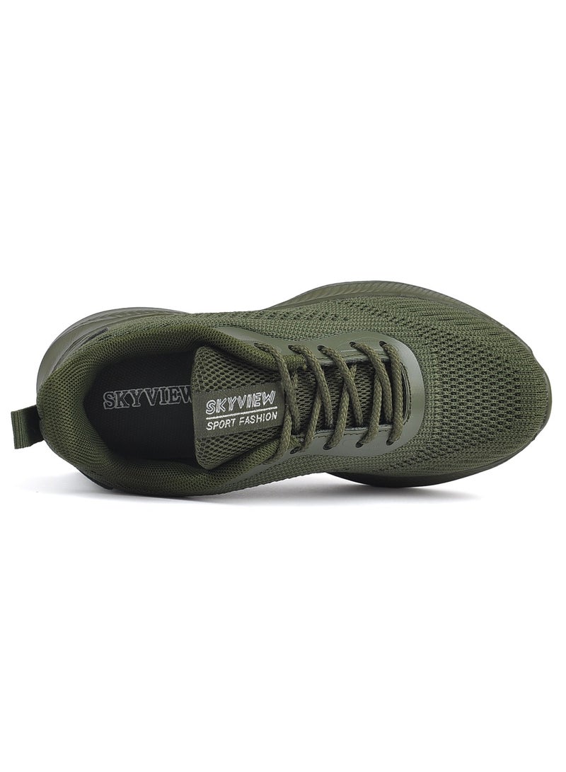 SKYVIEW Children's Sports Shoes Boys And Girls Knitted Mesh Sports Shoes Kid Breathable Lightweight Running Shoes Children's Fashionable Sports And Leisure Shoes Green