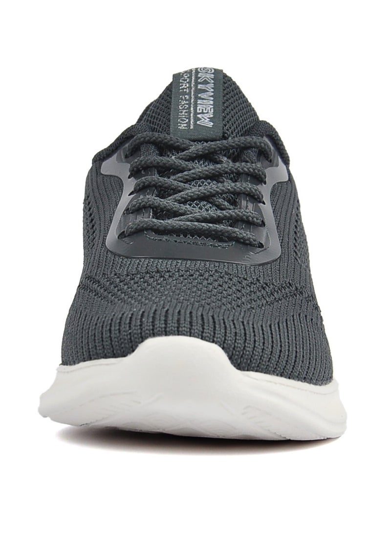 SKYVIEW Children's Sports Shoes Boys And Girls Knitted Mesh Sports Shoes Kid Breathable Lightweight Running Shoes Children's Fashionable Sports And Leisure Shoes Dark Grey