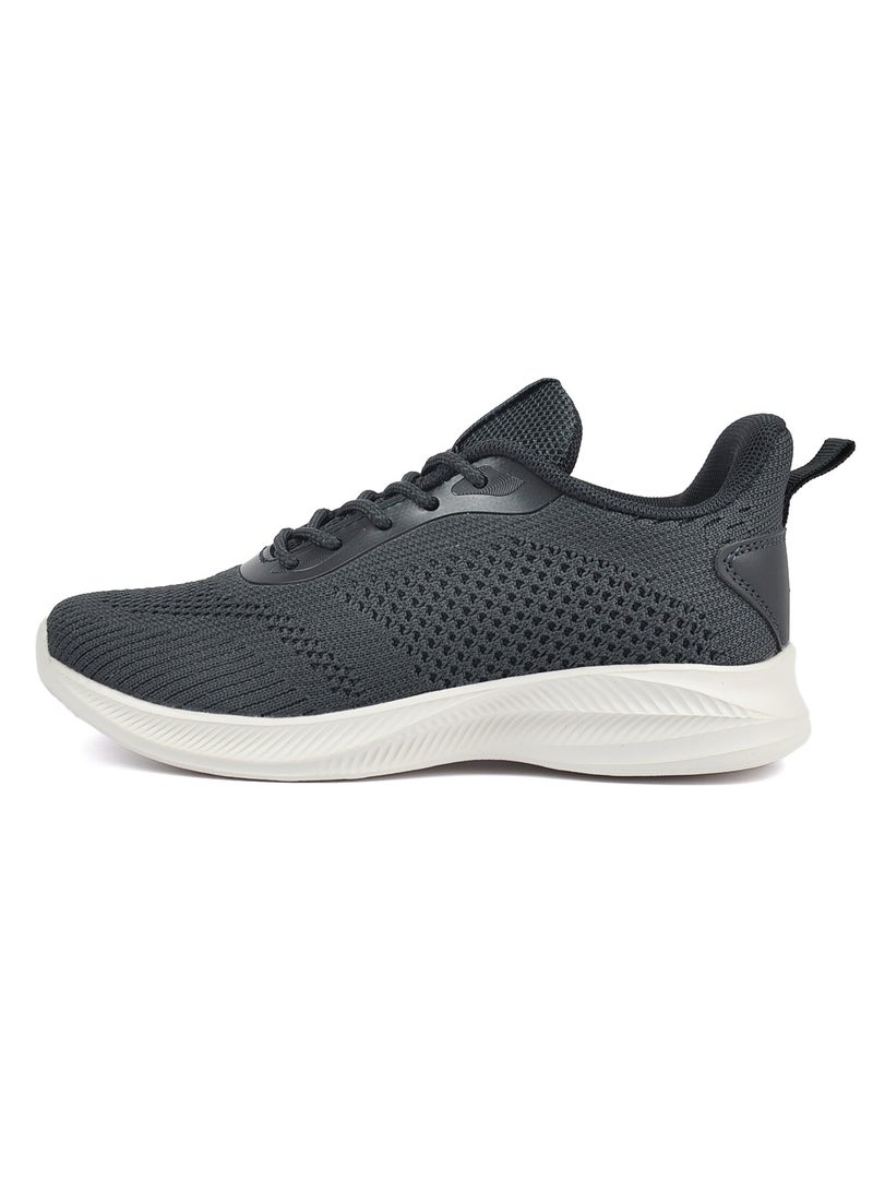 SKYVIEW Children's Sports Shoes Boys And Girls Knitted Mesh Sports Shoes Kid Breathable Lightweight Running Shoes Children's Fashionable Sports And Leisure Shoes Dark Grey