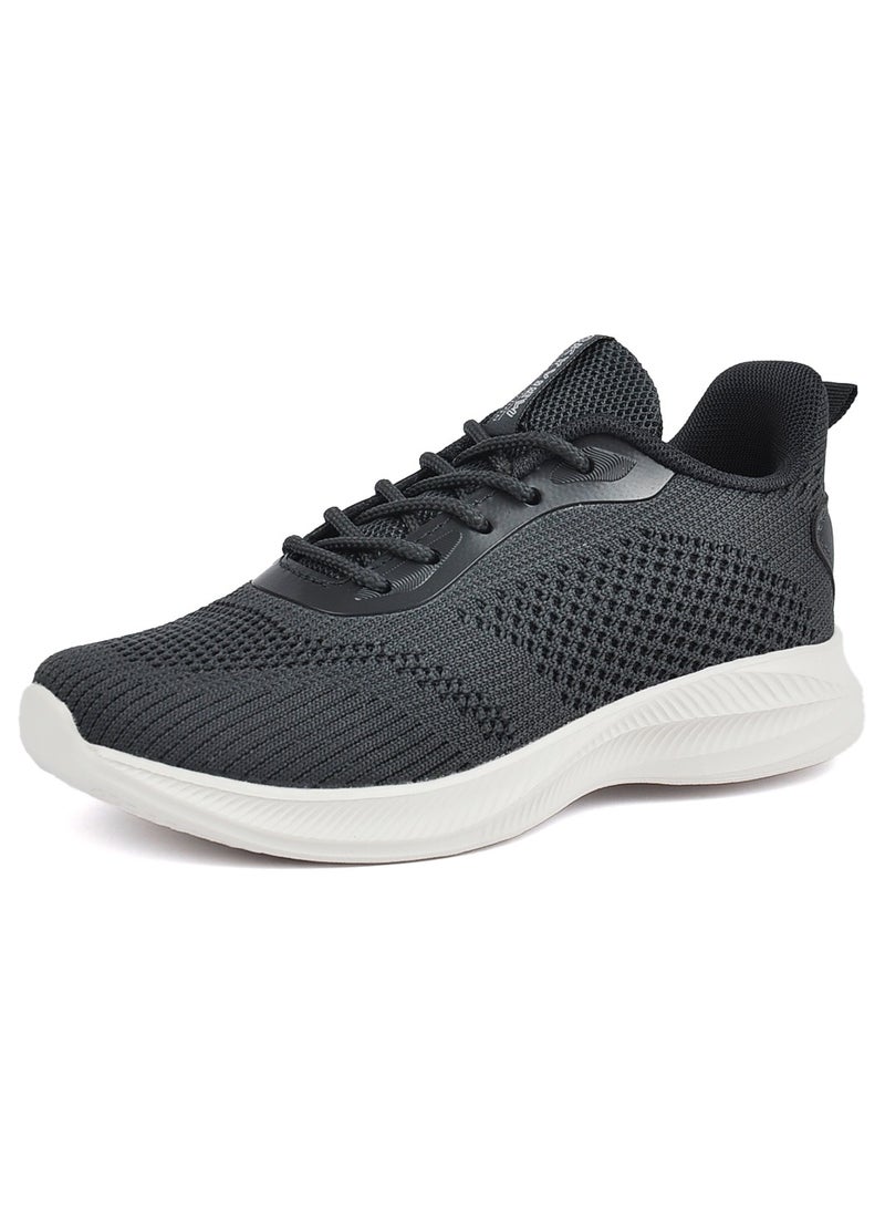SKYVIEW Children's Sports Shoes Boys And Girls Knitted Mesh Sports Shoes Kid Breathable Lightweight Running Shoes Children's Fashionable Sports And Leisure Shoes Dark Grey