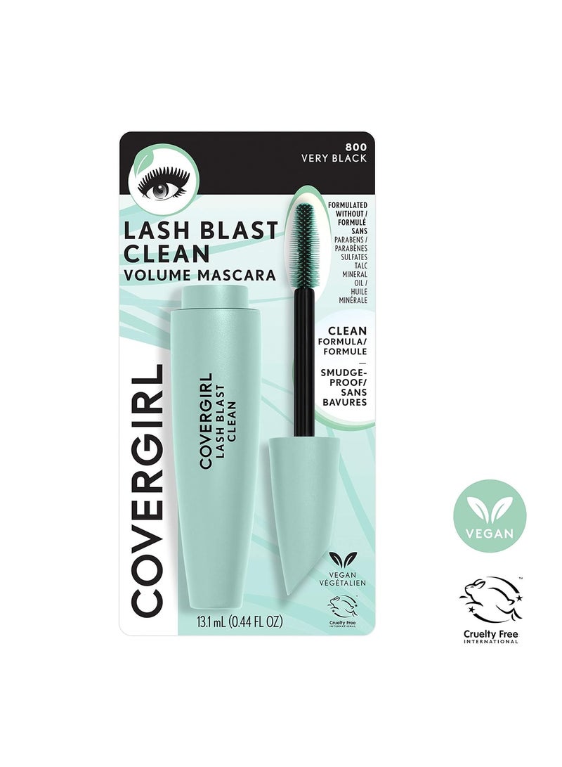 CoverGirl Lash Blast Clean Volume Mascara, Vegan Formula, Volumizing, Smudge-Proof, Cruelty Free, Very Black, 1 Count