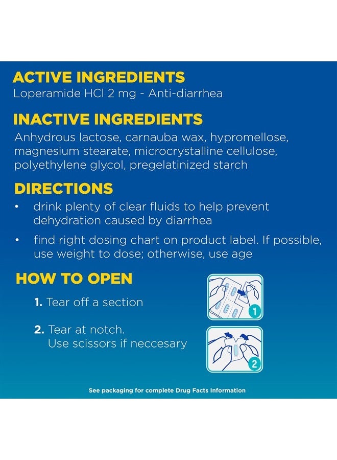 AD Diarrhea Relief Caplets -Loperamide Hydrochloride Anti-Diarrheal Medicine (294314), Blue, 6 Count