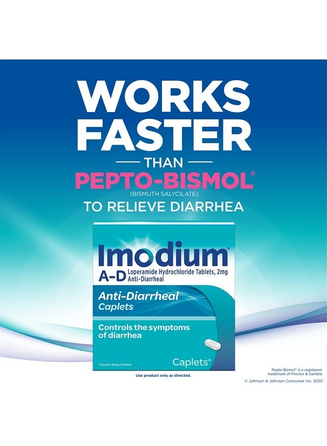 AD Diarrhea Relief Caplets -Loperamide Hydrochloride Anti-Diarrheal Medicine (294314), Blue, 6 Count