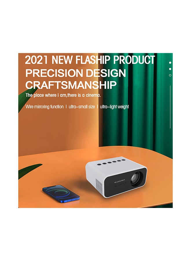 Mini Projectors 100 Lumens/Ideal Screen Size Upto 80 Inch For Kids/Small Room Native Res 360X240P Home Theater Portable Compatible With Hdmi, Usb, Av PROJ-WO-57-W White