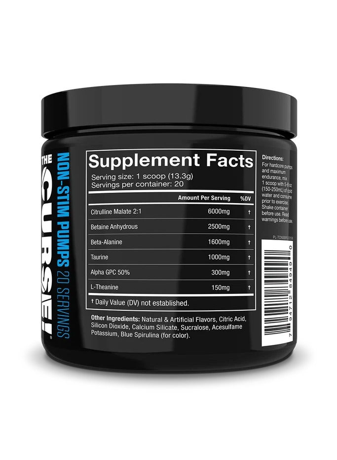 The Curse Non-stim Pumps 20 Serving 266g Blue Raspberry Flavor