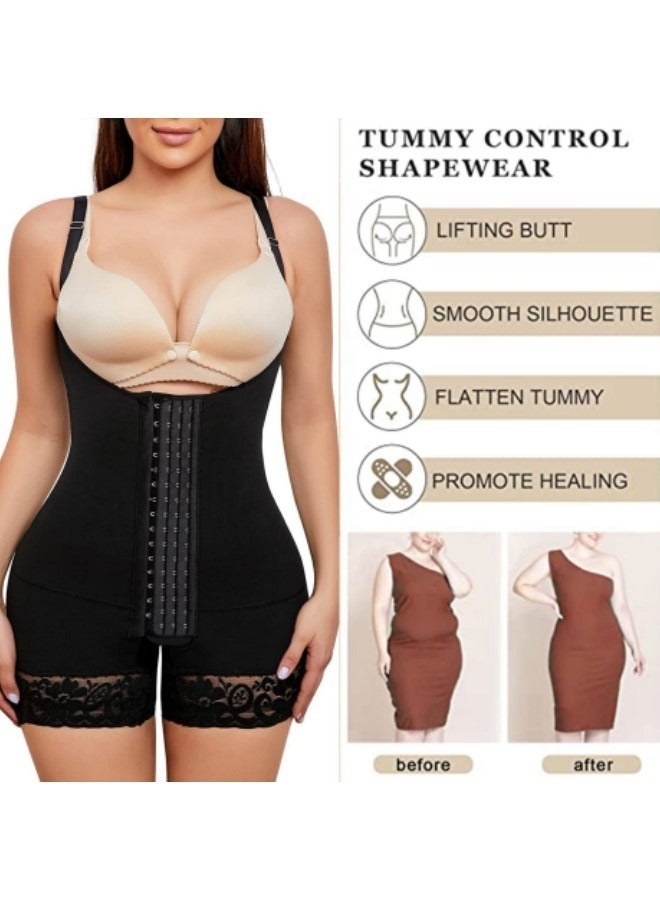 Full Shapewear for Women, Tummy Control Women Body Shaper Fajas Colombianas Waist Trainer Thigh Slimmer Post Surgery Compression Garment Black