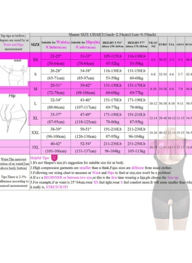 Full Shapewear for Women, Tummy Control Women Body Shaper Fajas Colombianas Waist Trainer Thigh Slimmer Post Surgery Compression Garment Black