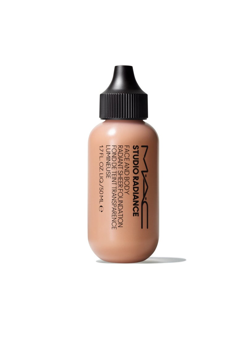 Studio Radiance Face and Body Radiant Sheer Foundation Light beige with peachy undertones for light skin W2