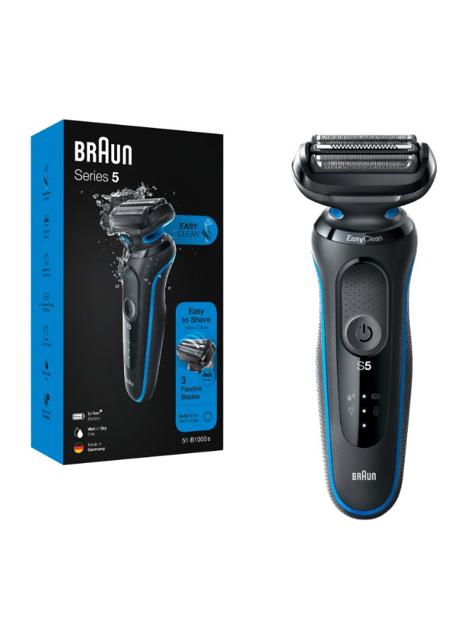 Series 5 Electric Shaver 51-B1000S, Wet And Dry, Rechargeable, Blue Blue / Mint