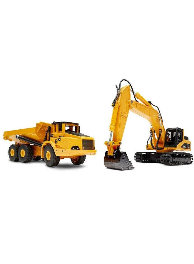 Construction Truck And Excavator Toy Set 2 Diecast Metal Vehicle Toys For Kids 8+ ; Remote Control Excavator For Adults ; Yellow & Black Excavator And Dump Truck Toys