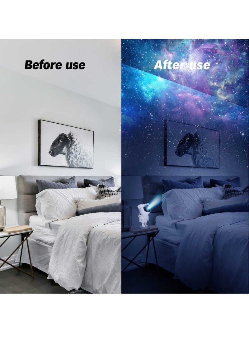 Star Projector Galaxy Night Light - Astronaut Starry Nebula Ceiling LED Projection Lamp with Timer, Remote Control, Adjustable Head Angle