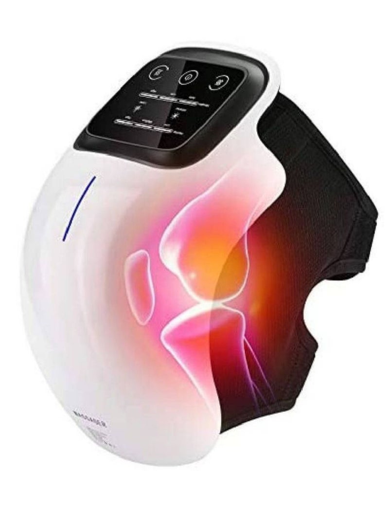 Knee Massager With Heat For Pain Relief Electric Cordless Vibration Knee Massage Device With Kneading For Arthritis and Joint Circulation Warmer Rechargeable White