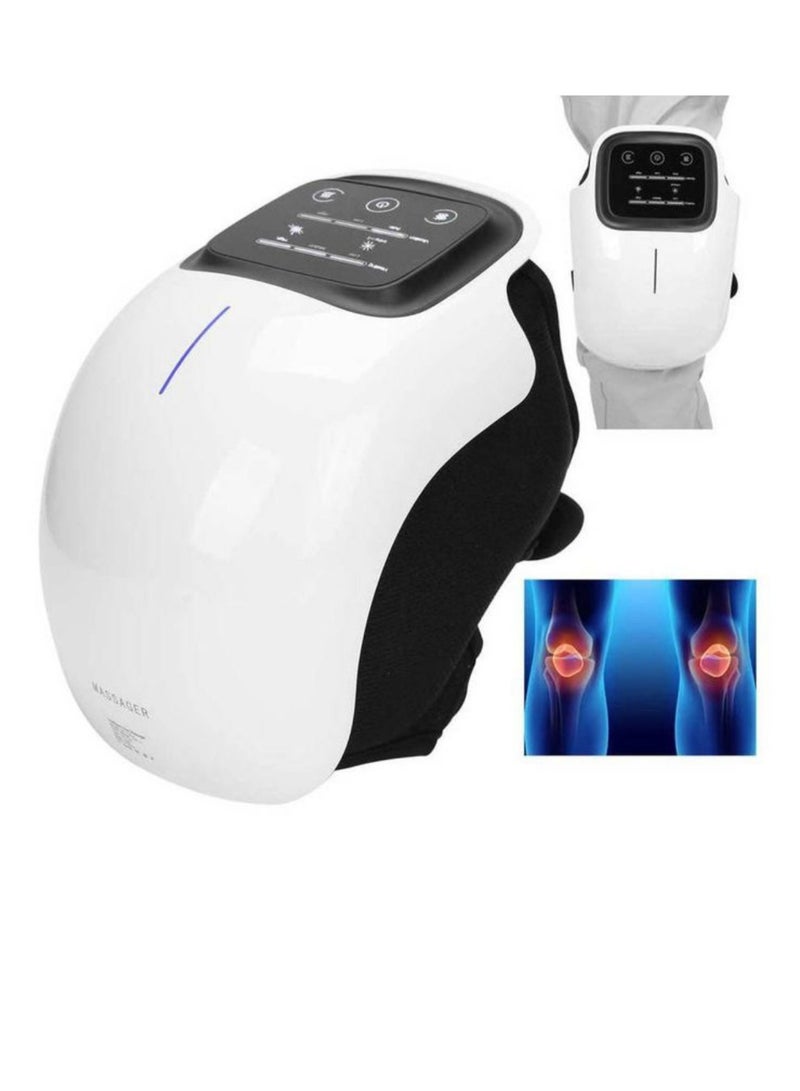 Knee Massager With Heat For Pain Relief Electric Cordless Vibration Knee Massage Device With Kneading For Arthritis and Joint Circulation Warmer Rechargeable White