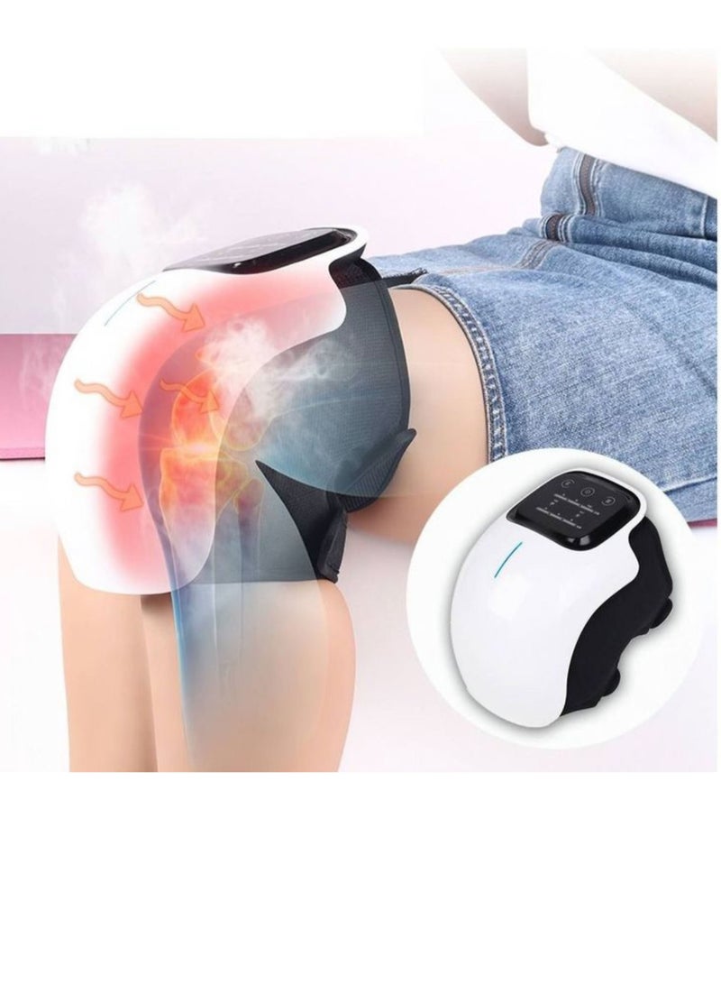 Knee Massager With Heat For Pain Relief Electric Cordless Vibration Knee Massage Device With Kneading For Arthritis and Joint Circulation Warmer Rechargeable White