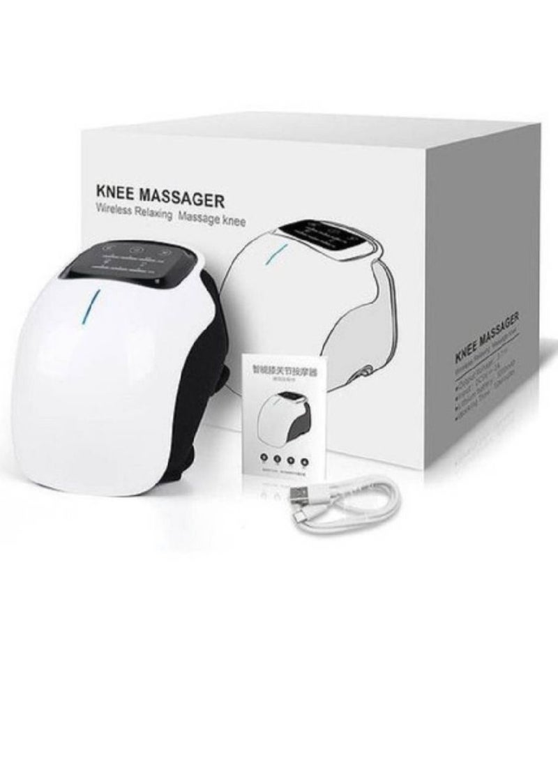 Knee Massager With Heat For Pain Relief Electric Cordless Vibration Knee Massage Device With Kneading For Arthritis and Joint Circulation Warmer Rechargeable White