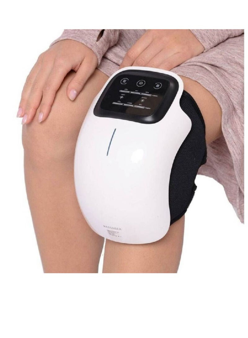 Knee Massager With Heat For Pain Relief Electric Cordless Vibration Knee Massage Device With Kneading For Arthritis and Joint Circulation Warmer Rechargeable White