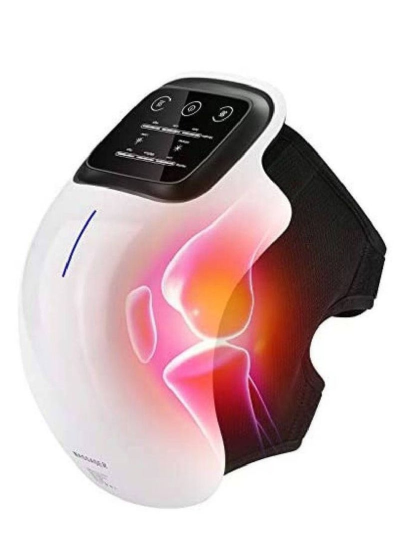 Knee Massager With Heat For Pain Relief Electric Cordless Vibration Knee Massage Device With Kneading For Arthritis and Joint Circulation Warmer Rechargeable White