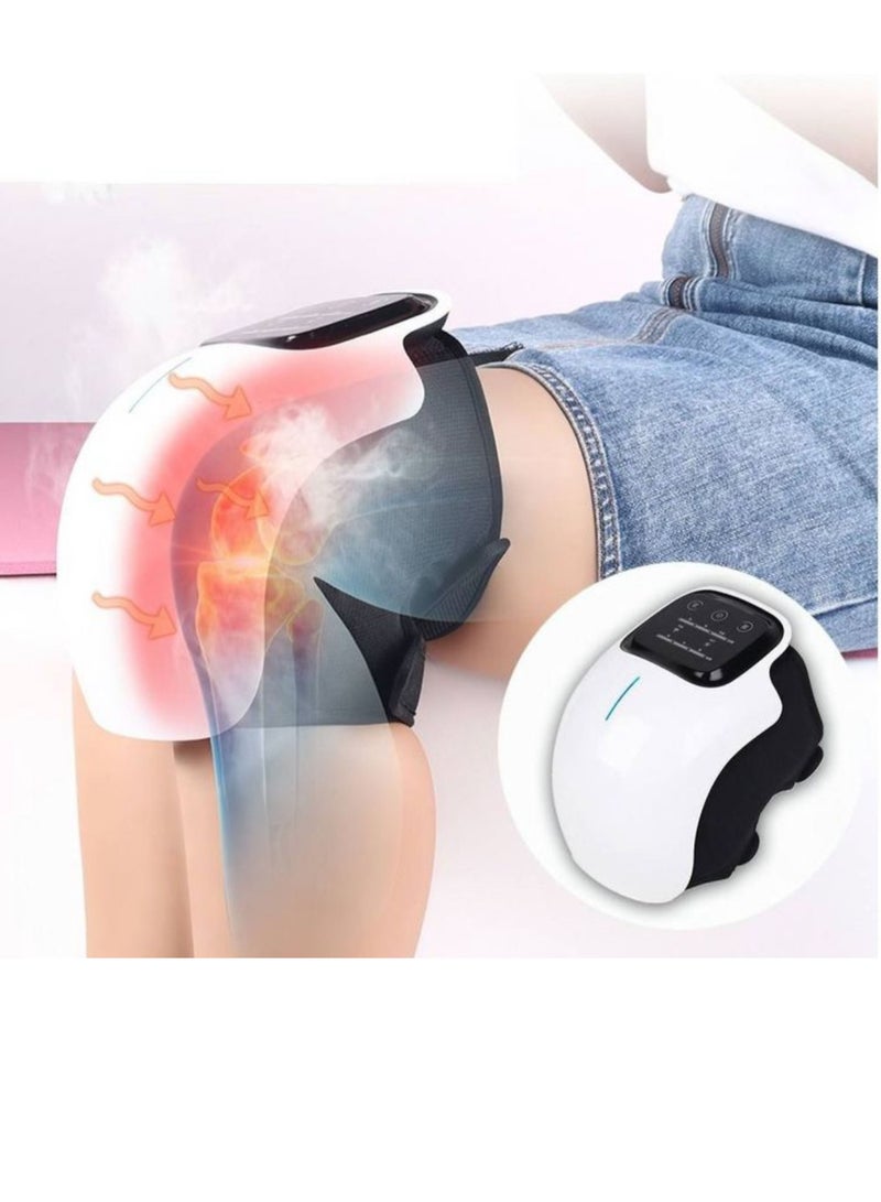 Knee Massager With Heat For Pain Relief Electric Cordless Vibration Knee Massage Device With Kneading For Arthritis and Joint Circulation Warmer Rechargeable White