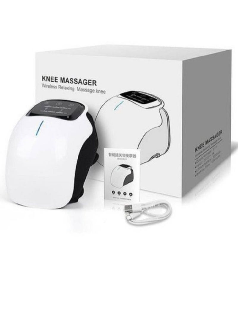 Knee Massager With Heat For Pain Relief Electric Cordless Vibration Knee Massage Device With Kneading For Arthritis and Joint Circulation Warmer Rechargeable White