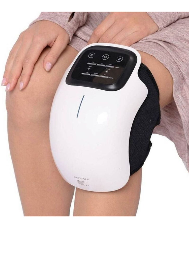 Knee Massager With Heat For Pain Relief Electric Cordless Vibration Knee Massage Device With Kneading For Arthritis and Joint Circulation Warmer Rechargeable White