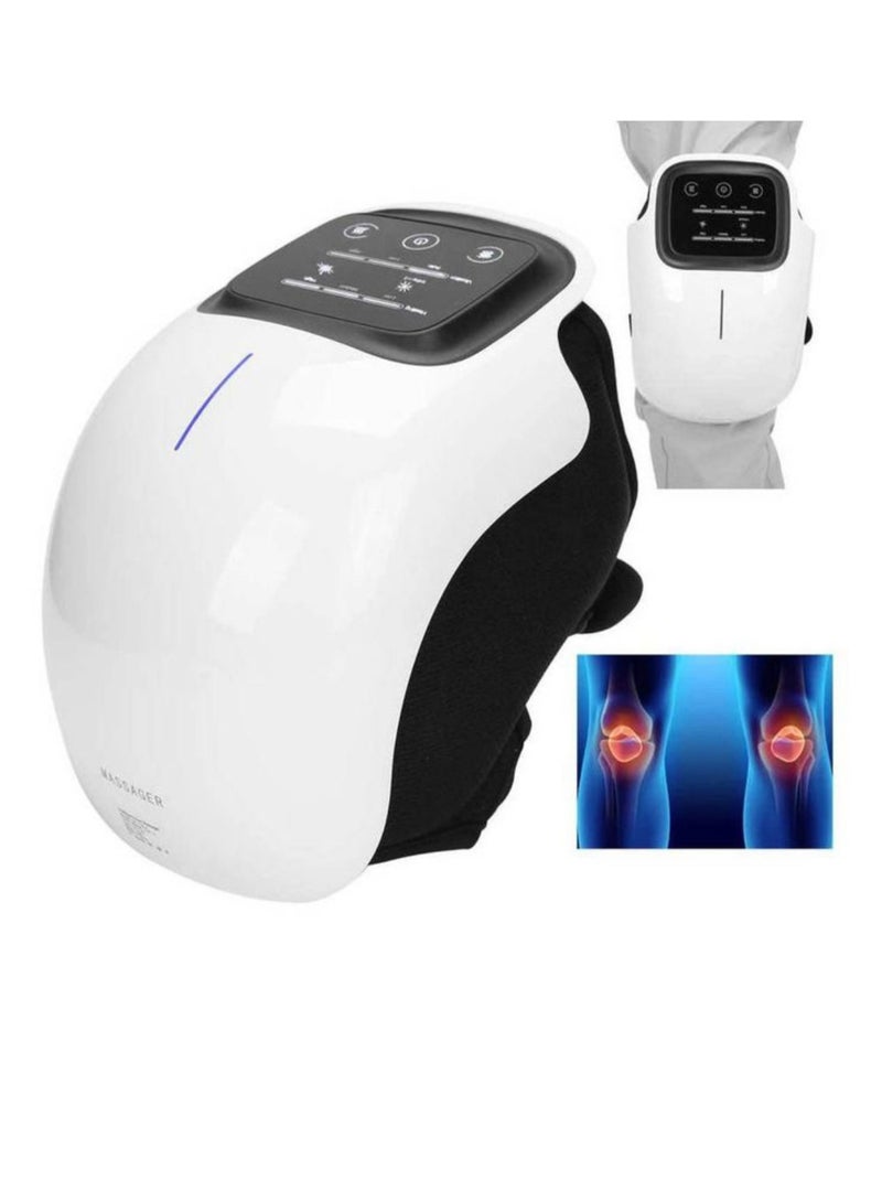 Knee Massager With Heat For Pain Relief Electric Cordless Vibration Knee Massage Device With Kneading For Arthritis and Joint Circulation Warmer Rechargeable White