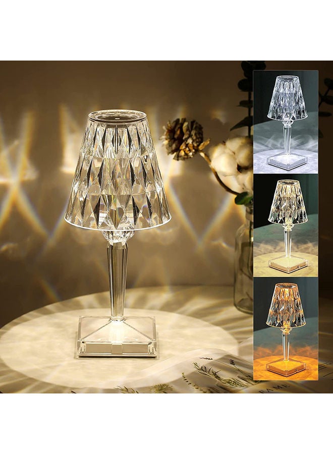 USB Rechargeable Acrylic Diamond Table Lamp Clear 26cm