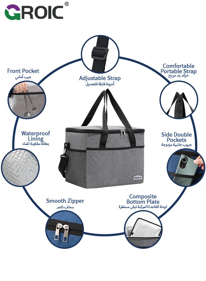 Cooler Bag - Leak Proof Portable Collapsible Soft Cooler Ice Chest for Beach Hiking Picnic Camping Travel Cooler for Car Road Trips, Lunch Box Cooler for Work,Camping, Fishing, Travel