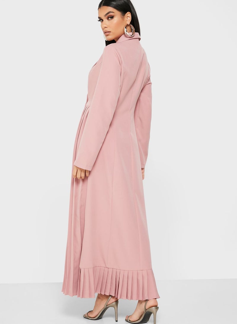 Wrap Front Double Breasted Maxi Dress Pink