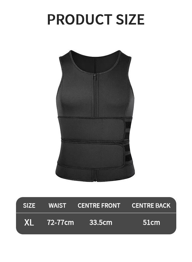 Men's Waist Trainer Sauna Vest Weight Loss Body Shaper Sweat Vest for Men with Double Belt and Zipper, Corset Plus Size XL