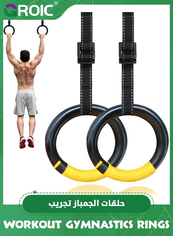 Gymnastic Rings, 1102 lbs Supported Gymnastic Rings Non-Slip Exercise Rings with 6.6ft Adjustable Straps, Strength Training, Pull-Ups and Dips for Gym, Workout, Exercise, Outdoor & Indoor Training