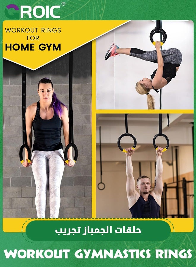 Gymnastic Rings, 1102 lbs Supported Gymnastic Rings Non-Slip Exercise Rings with 6.6ft Adjustable Straps, Strength Training, Pull-Ups and Dips for Gym, Workout, Exercise, Outdoor & Indoor Training
