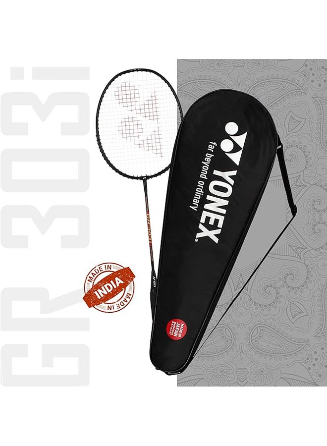 Gr 303I Black Aluminium Badminton Racquet With Full Cover