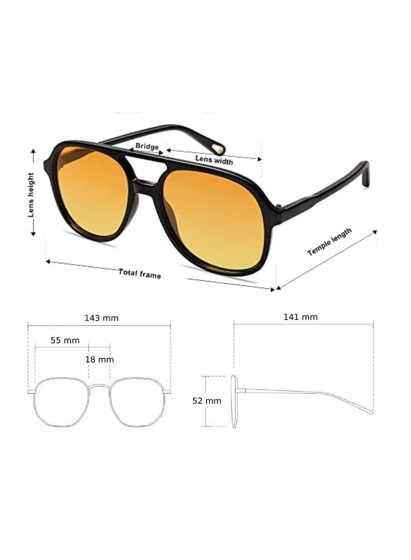 Trendy Sunglasses for Women and Men Retro Vintage Double Bar Aviator Style Polarized UV400 Lenses High-Quality Materials Gift Package Included